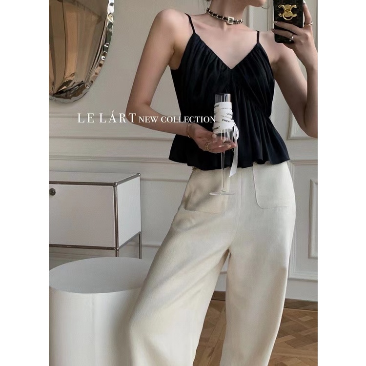 SUXI Áo Kiểu Chất Chiffon Cổ Chữ V Phối Bèo Thiết Kế Thanh Lịch