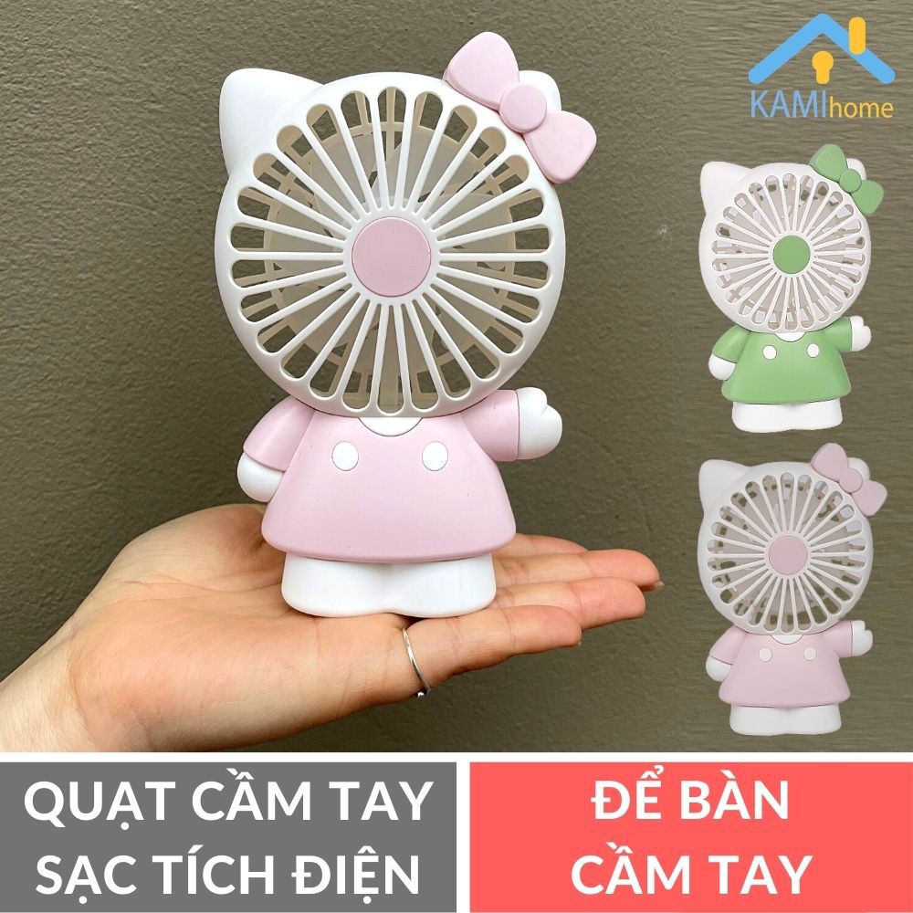 Quạt mini cầm tay và để bàn Pin sạc tích điện Thú dễ thương mã 17021