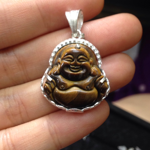 Mặt dây chuyền hình di lạc đá nhân tạo bạc ta cao 4,5-6cm