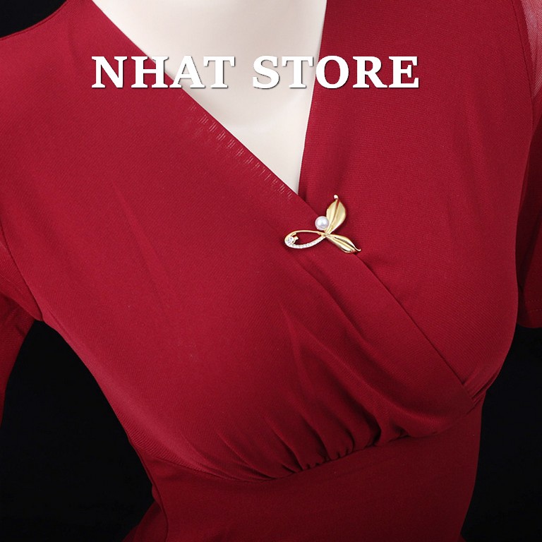 Ghim cài áo hoa nơ trơn, cài áo nữ phong cách thanh lịch Nhatstore