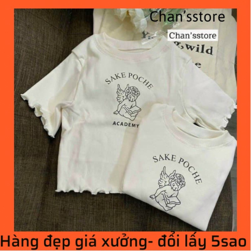 Áo croptop sake poche ( kèm video) ảnh thật