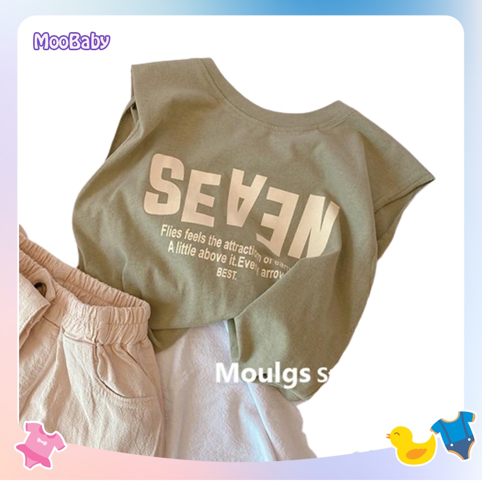 Áo ba lỗ sát nách bé trai in chữ SEVEN chất coton siêu mát siêu cute, Áo thun hè cho bé từ 6 - 18kg Moobaby shop