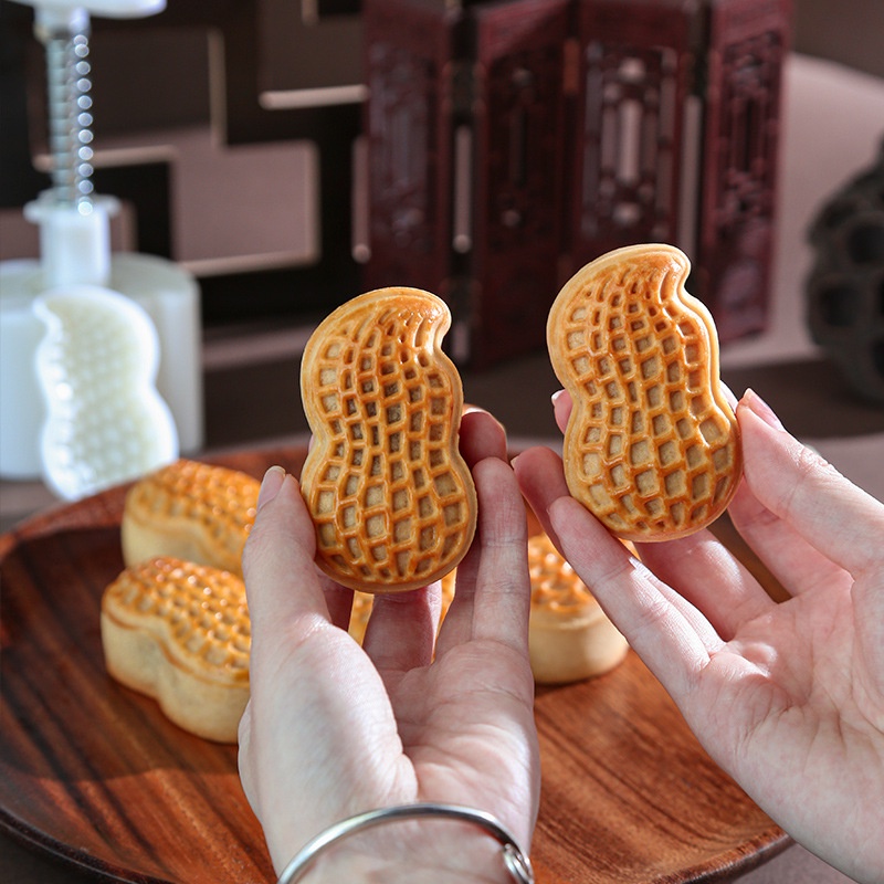 Khuôn Nhấn Tạo Hình Làm Bánh Đậu Phộng &amp; Đậu Phộng 3D DIY Bằng Tay Trung Thu