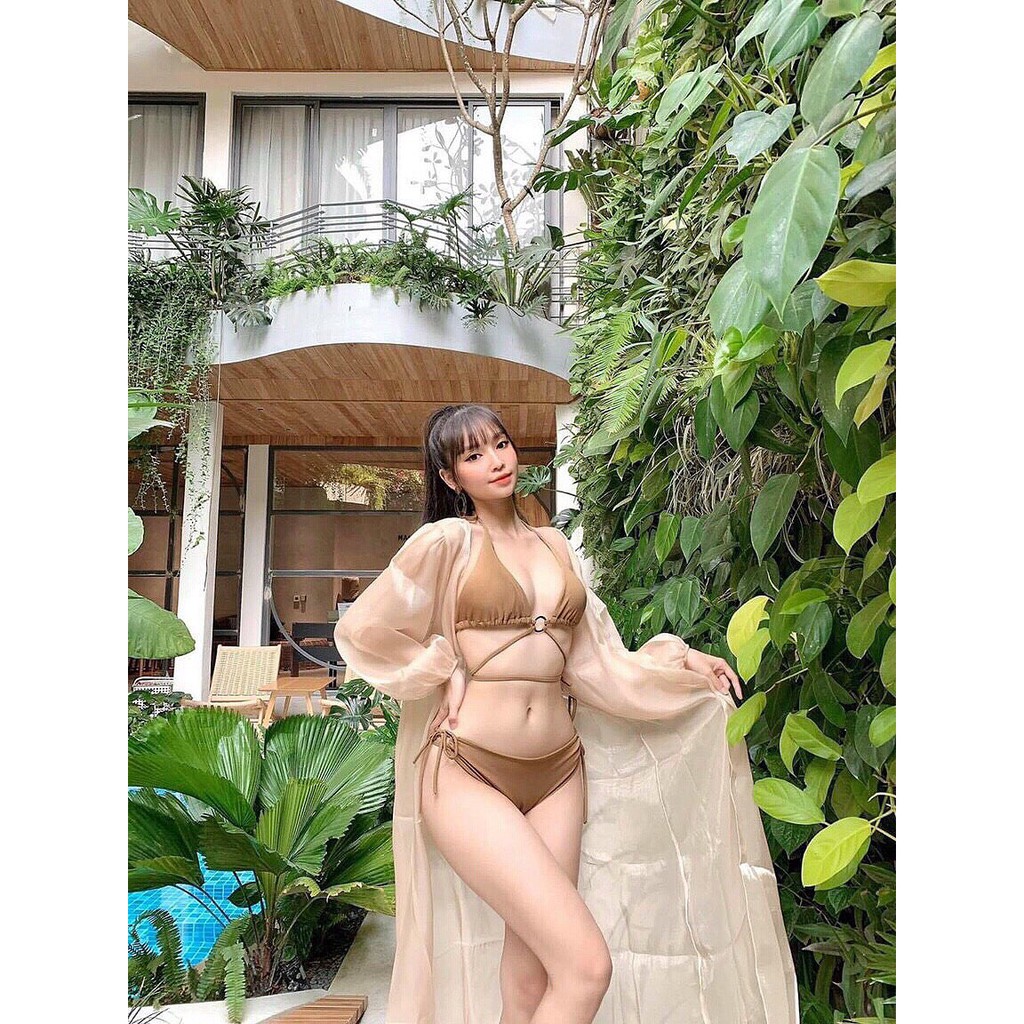 Bikini đẹp sexy cao cấp đi biển bán kèm áo choàng khoen tròn Đồ bơi nữ 2 mảnh gợi cảm | BigBuy360 - bigbuy360.vn