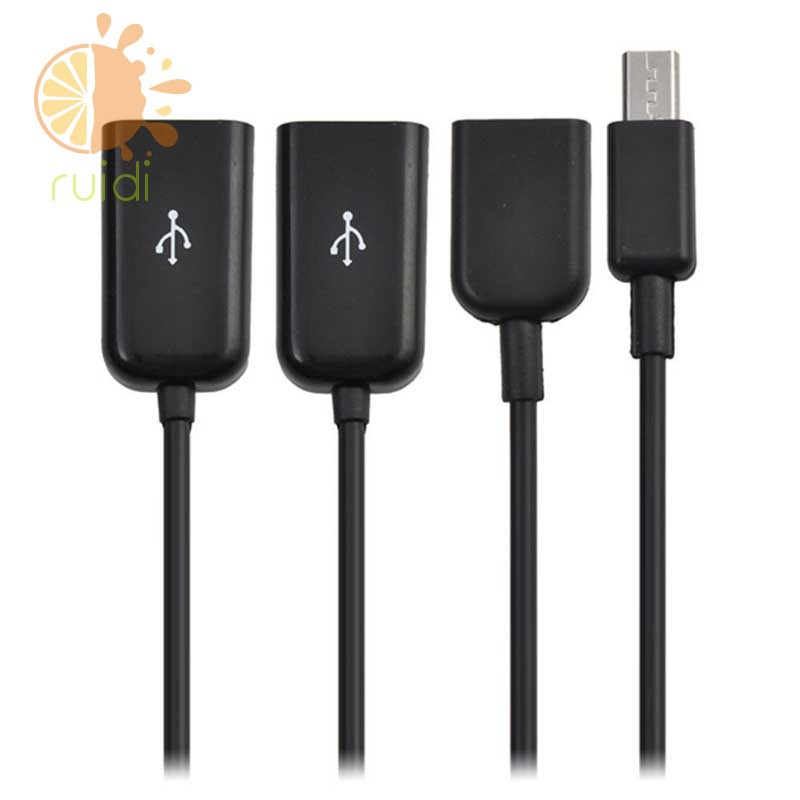 Hub chuyển đổi đầu Micro USB đầu sang cổng với hai cổng USB 2.0 OTG 3 trong 1