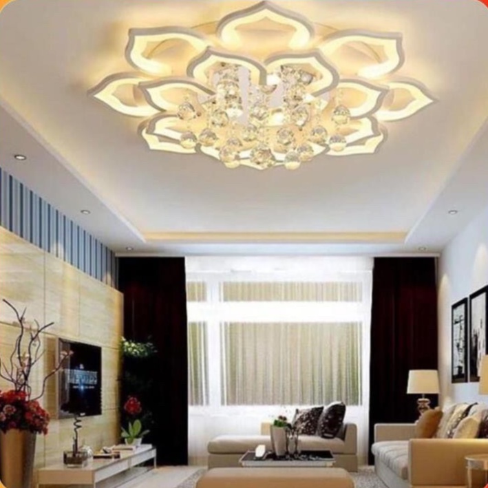Đèn Ốp Trần Trang Trí Phòng Khách Hình Hoa Sen, Đèn Mâm Led Ốp Trần Hiện Đại,Sang Trọng