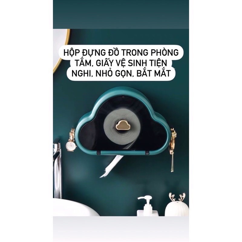 Sẵn Kệ mỹ phẩm, Hộp Đựng Khăn Giấy Treo Tường Hình Đám Mây Tiện Ích Siêu Xinh Siêu Sang Có Móc Treo có sẵn