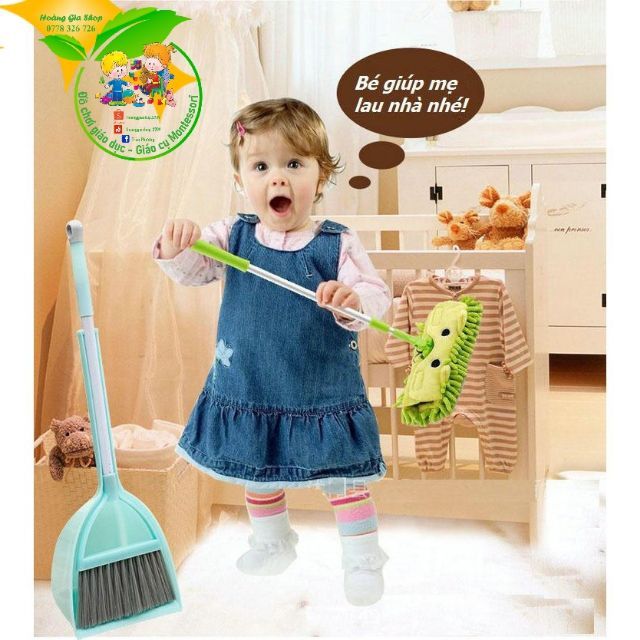 Bộ chổi hót rác và cây lau nhà cho bé