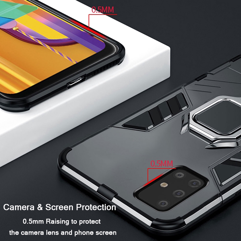 Ốp điện thoại có giá đỡ cho Samsung Galaxy S20 Plus S20 Ultra A51 A71 A01 A10S A20S S10 Lite 2020 Luxury Shockproof Armor Stand Holder Ring Phone Case