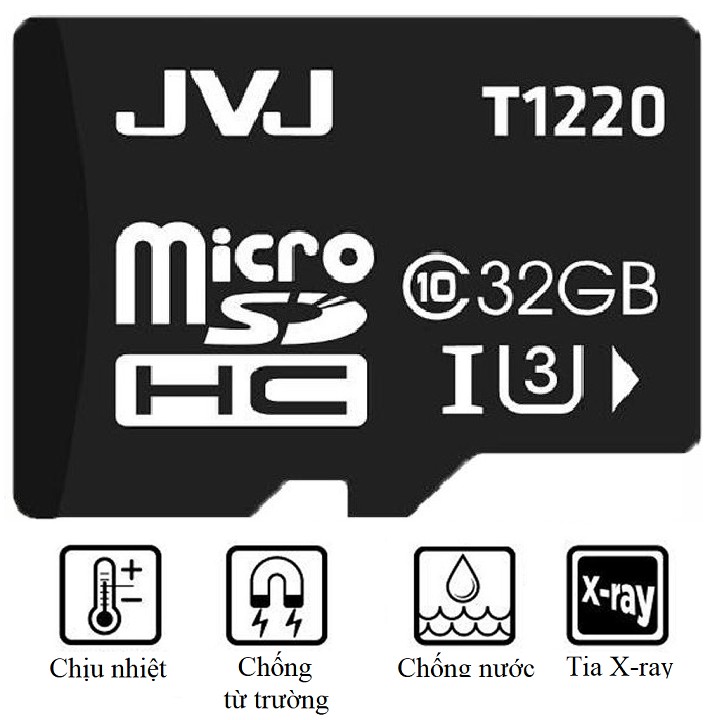 Thẻ nhớ 32G JVJ Class 10 tôc độ cao - chuyên dụng cho CAMERA, Điện thoại, Máy ảnh,... tốc độ cao 95Mb-140Mb/s