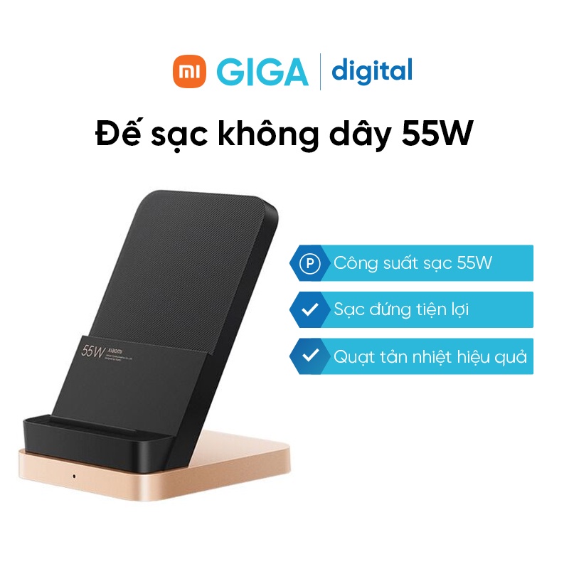 Đế sạc nhanh không dây Xiaomi 55W tích hợp quạt làm mát - không nóng máy