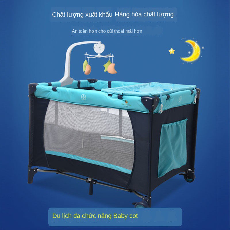 NôiNôi di động có thể gấp gọn phong cách Châu Âu giường chơi đa năng màn chống muỗi, lăn, em bé1