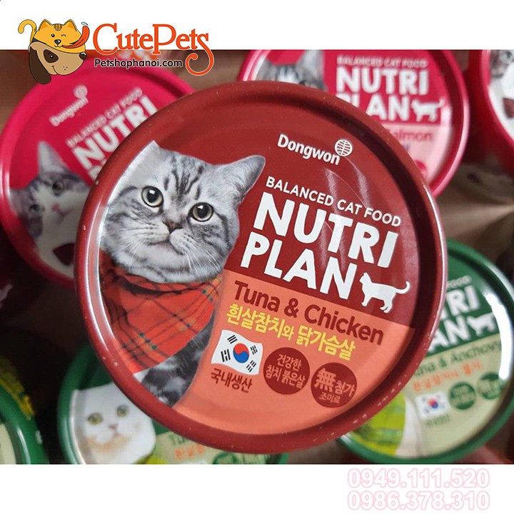 Pate cho mèo Nutri Plan lon 160g pate mèo cao cấp Nhập Khẩu Hàn Quốc - CutePets