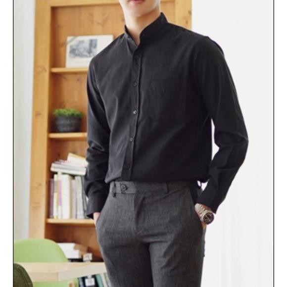 Áo sơ mi nam dài tay màu trắng cổ trụ