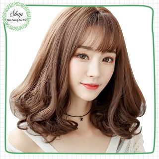 Tóc giả nữ xoăn ngang vai – Tóc giả nguyên đầu mái thưa trẻ trung, tóc tơ mềm mượt không bóng - Cô nàng sư tử