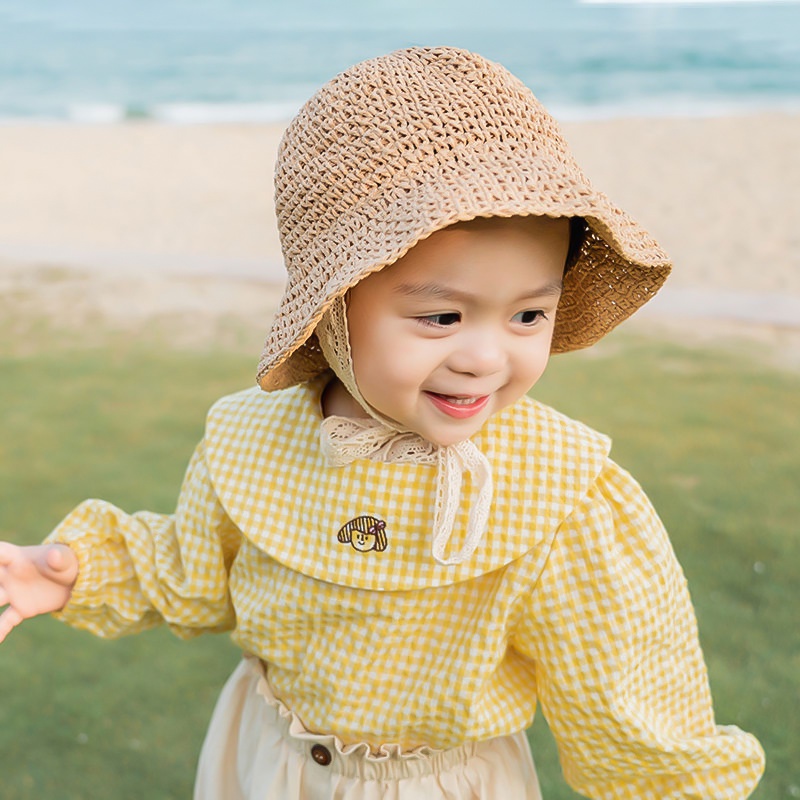 Mũ cói đi biển cho bé nón cói thời trang du lịch trẻ em từ 1 đên 4 tuổi - TB17