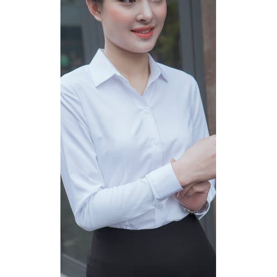 Áo sơ mi trắng nữ Thái Hoà đẹp công sở kiểu dài tay bigsize sợi tre cao cấp 8919-01-01 | BigBuy360 - bigbuy360.vn