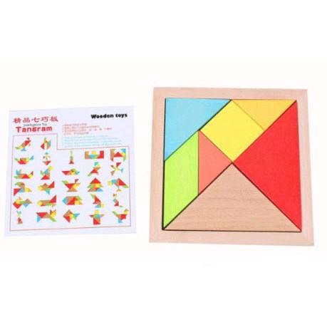 Trí Uẩn Tangram Bộ Ghép 7 Hình Bằng Gỗ Cho Bé 11.5*11.5cm - Đồ Chơi Hình Học Cho Bé