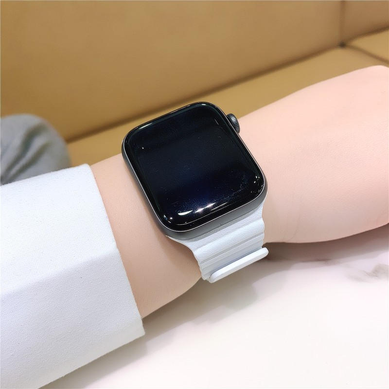 Dây đeo bằng da có khóa nam châm thích hợp cho đồng hồ Iwatch 6 SE 5 4 3 2 42mm/38mm/44mm/40mm