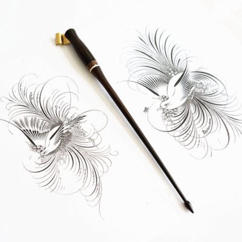 Quản chéo gỗ hoa văn đẹp kiểu đơn giản(không kèm ngòi)luyện viết Calligraphy