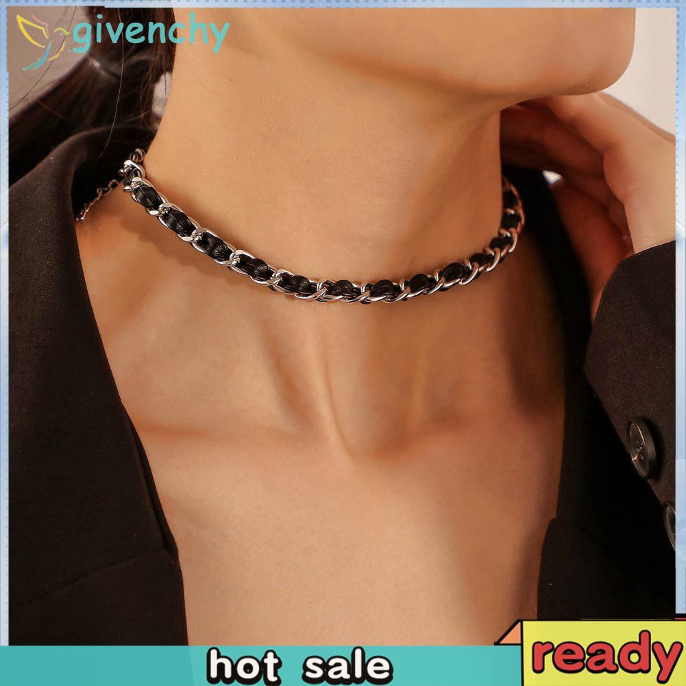 Vòng Cổ Choker Mini Làm Từ Da Pu Phong Cách Hiphop