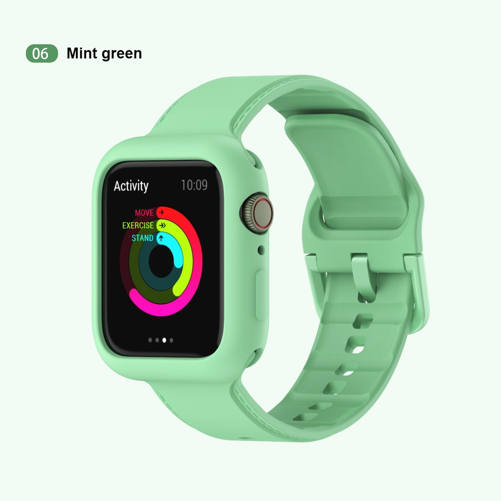 Bộ Dây Đeo + Vỏ Bọc Bằng Silicone Mềm Cho Đồng Hồ Thông Minh Apple watch 45mm 41mm 44mm 40mm 38mm 42mm 7 SE 6 5 4 3 SE