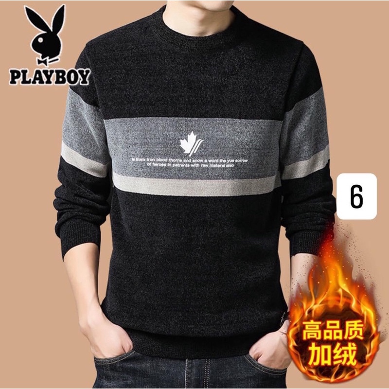 Áo len nam lót lông hãng playboy sợi len tuyết mềm mịn