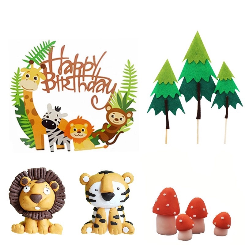 Phụ Kiện Trang Trí Bánh Cupcake Hình Động Vật Dễ Thương Cho Bé