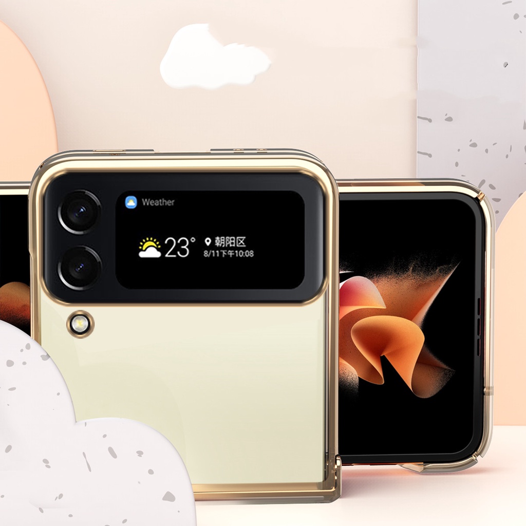 Ốp Điện Thoại PC Cứng Trong Suốt Nắp Gập Chống Sốc Bảo Vệ Toàn Diện Cho Samsung Galaxy Z Flip 4 Flip 3