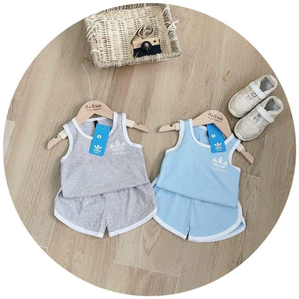 Bộ Adidas thêu cho bé, bộ mặc hè cho bé, bộ ba lổ thun cotton tàu cho bé