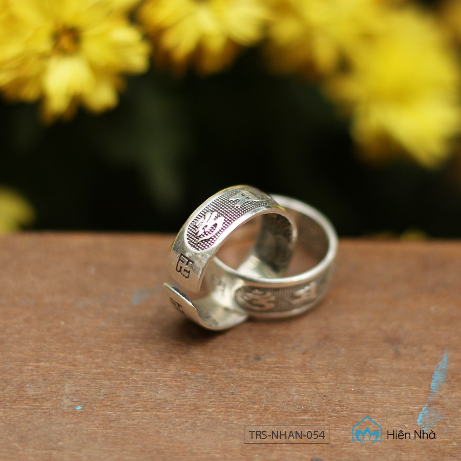 Nhẫn bạc 999 khắc chữ Om Mani Padme Hum - Bạc cao cấp s999 - Hiên Nhà