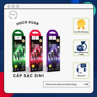 Cáp Sạc Dù Báo Đèn 3 đầu Hoco DU08 3in1 (Sạc Nhanh)