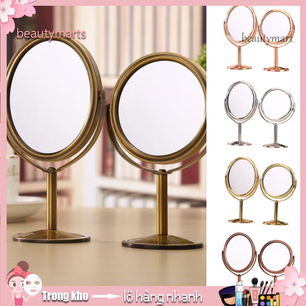[Hàng mới về] Gương trang điểm 2 mặt phóng đại 1:2 hình oval có chân đỡ tiện lợi