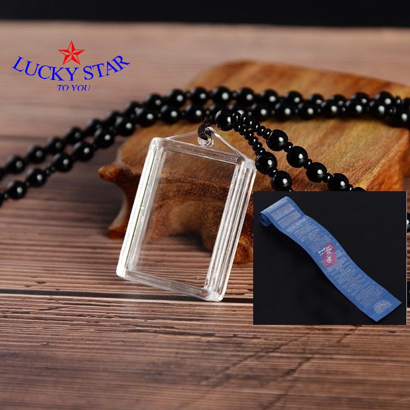 Mặt dây chuyền hộp chữ nhật rỗng chứa tờ kinh lớn không kèm dây chất liệu acrylic có thể được tháo rời và mở tự do