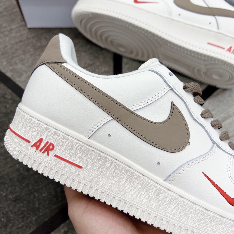 Giày AF1 vệt nâu bản trung SC,  Sneaker Air Force 1 nâu trắng dành cho nam nữ, full bill box bảo vệ