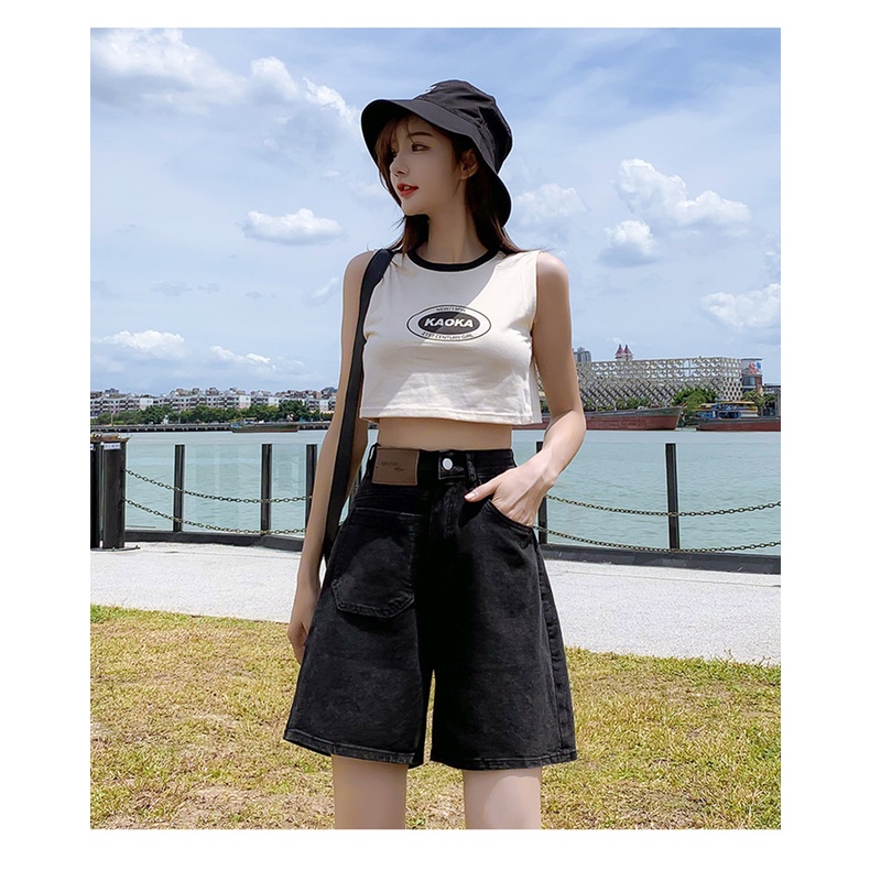 Quần Jean Ngố Nữ Lưng Cao Basic Chất Đẹp