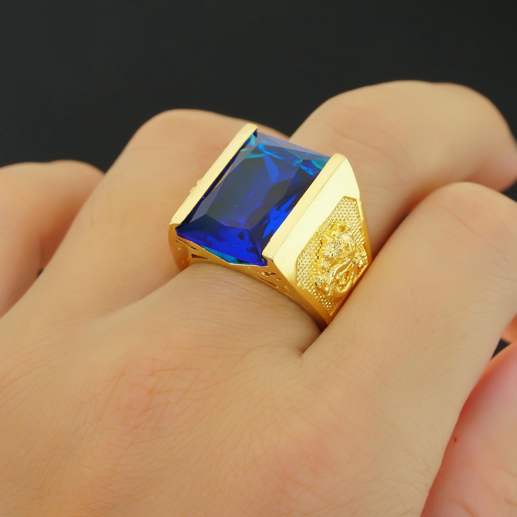 Nhẫn Nam Chạm Rồng mạ vàng 18K Bản Vuông Mẫu N9 Phong Thủy - Mang Nhìn Rất Mạnh Mẽ