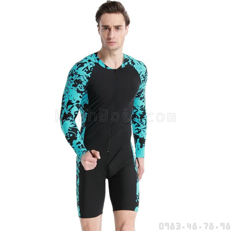 Bộ áo bơi liền quần nam Sbart 1010 đen xanh