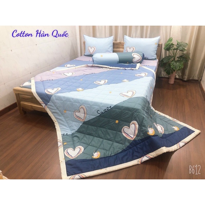 Bộ drap giường cotton Hàn Quốc( nệm dày 10-15 cm)