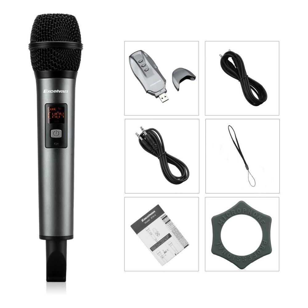 Mic Karaoke Không Dây Excelvan K18v hàng chính hãng bảo hành 6 tháng lỗi 1 đổi 1