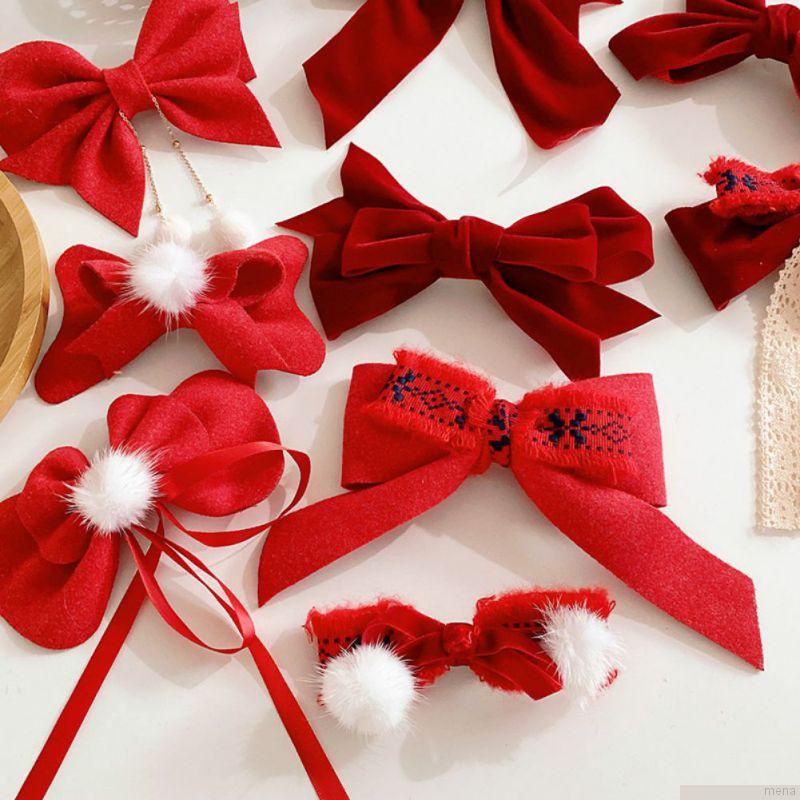 Kẹp tóc phối nơ đỏ xinh xắn chất lượng cao