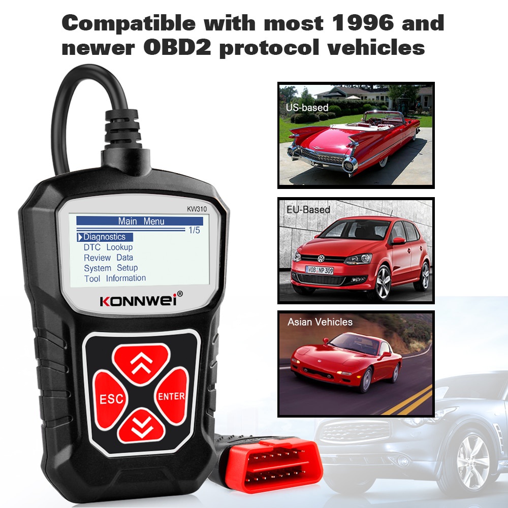 Konnwei kw310 obd2 Cho Máy Quét Xe Hơi Tự Động obd 2, Máy Quét Ngôn Ngữ pk elm327