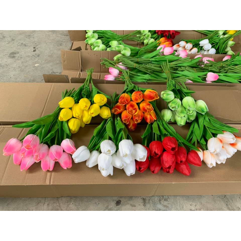 Cành Tuylip Giả, Hoa Tulip Chất Liệu Cao Su Siêu Bền Đẹp, Hoa Trang Trí Nhà, Decor Phòng Xinh Xắn | Hà Hoa Flower
