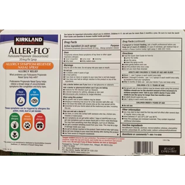 Chai xịt mũi Kirkland Aller-flo