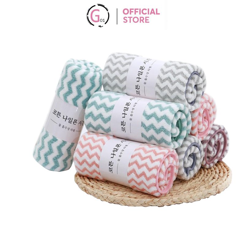 Khăn tắm mềm mịn như tơ không xù lông dài 1m G01 Hàn Quốc lông cừu mềm mịn 100% cotton thấm hút tốt