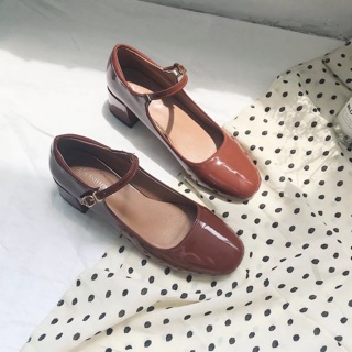 Giày Mary janes da bóng gót cao 5cm