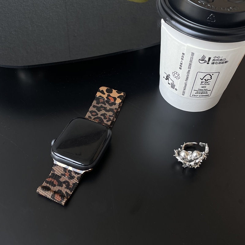 Dây Đeo Inox Họa Tiết Da Báo Cho Đồng Hồ Thông Minh Smart Watch 7 6 5 4 3 2 Se 45mm 44mm 41mm 40mm