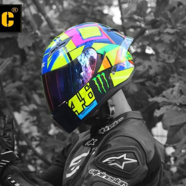 [CHÍNH HÃNG] MŨ BẢO HIỂM FULLFACE ROC M137 2 KÍNH TEM ĐA SẮC ( TẶNG KÈM TÚI)