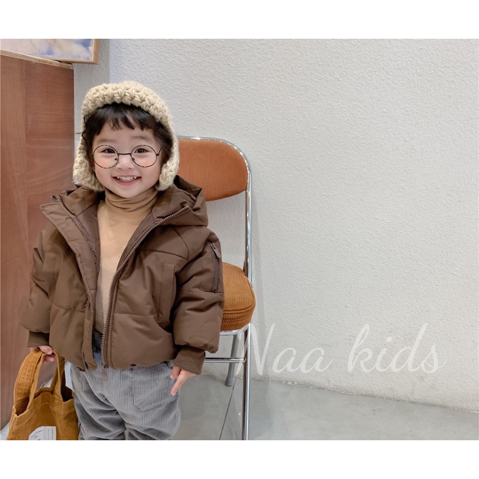 Áo khoác trẻ em, áo phao cho bé lót lông vũ dày dặn có kèm mũ tai gấu phong cách hàn , áo ấm cho bé 0-3 tuổi