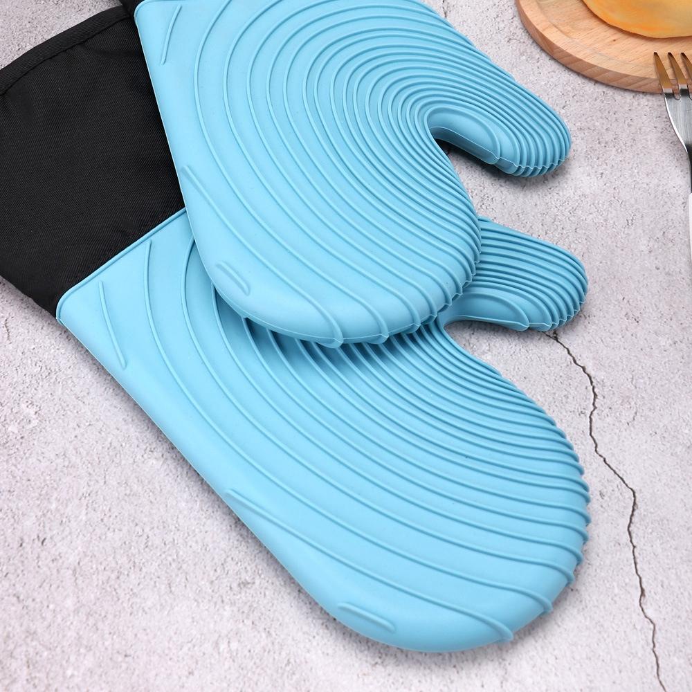 Găng Tay Nướng BBQ Bằng Silicone Kèm Miếng Lót Chần Bông Siêu Dài Tiện Lợi Dành Cho Nhà Bếp